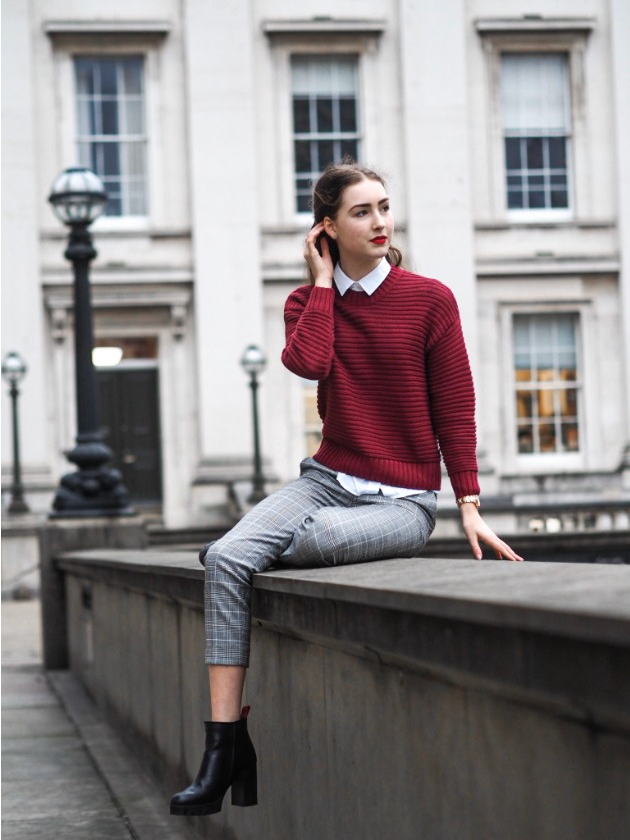 Bordeaux Silk Crepe City Shirt in burgundy
